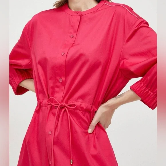 🆕 Max Mara Leisure Antique ROSE Leisure Sheree Drawstring Midi-Dress Cotton 8 - Picture 3 of 15